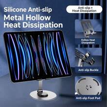 720° Rotatable Metal Phone & Tablet Stand, Foldable Portable Desktop Live Streaming & Slouchy Holder - Multicolor - View 5