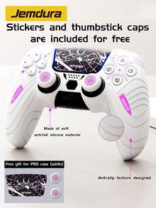 3 件/套，游戏控制器配件，1 个白色蜘蛛 PlayStation5 控制器保护壳 + 1 对蜘蛛操纵杆帽，适用于 PlayStation5 游戏手柄保护，防滑、防汗、防尘、防刮、增强抓地力、改善游戏体验，情人节/春季浪漫礼物 - 彩色 - 查看 2