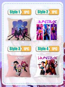 Hasbro K-POP 女團主題枕套，柔軟蓬鬆枕面，適用於沙發、臥室、宿舍或作為床鋪方形靠墊裝飾 - 多色 - 查看 4