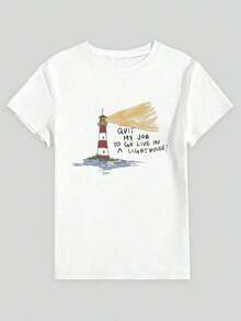 Camiseta de manga corta ajustada para mujer con estampado de tinta blancaPure-Cotton - Blanco 1 - Ver 4