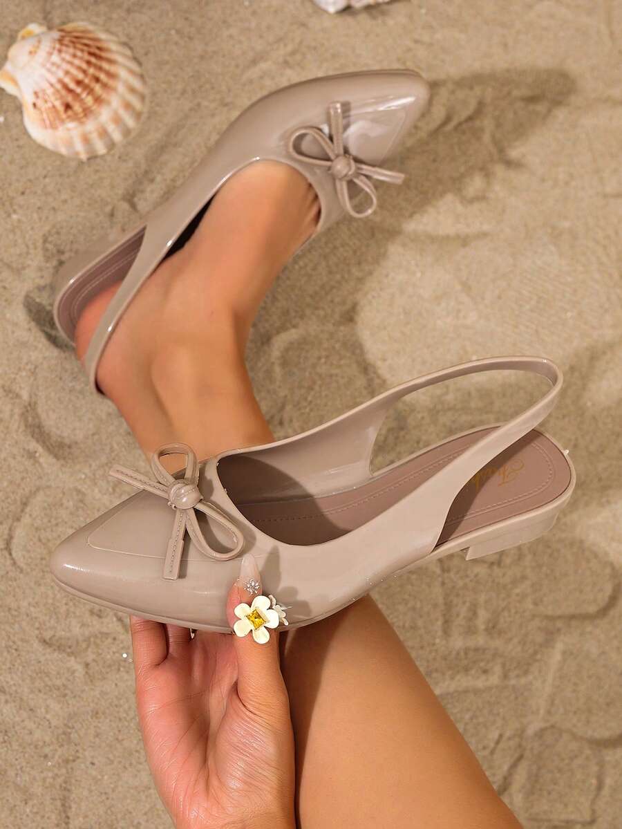 New Spring/Autumn French Style Chunky Heel Pointed Toe Mid-Heel Pumps, Low Vamp Non-Fatiguing Work Shoes For Women - Apricot - View 1