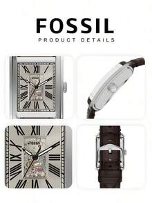 Men Fossil ME3272 Automatic Watch, Mechanical Movement With Visible Gears, Roman Numeral Markers, Transparent Case Back, Fashion Office Wristwatch - Silver - View 5