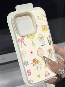 花朵图案 1 件装 水彩花卉软壳保护套，防水防震防滑，兼容苹果及其他手机 - 彩色 - 查看 2