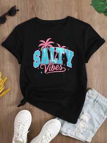 Women's Black Oversized Summer T-Shirt With "Nashville Music City" And Guitar Print. Loose-Fitting Crew Neck T-Shirt With Vintage Guitar And Rose Design. - YH509-黑色 - 查看 2