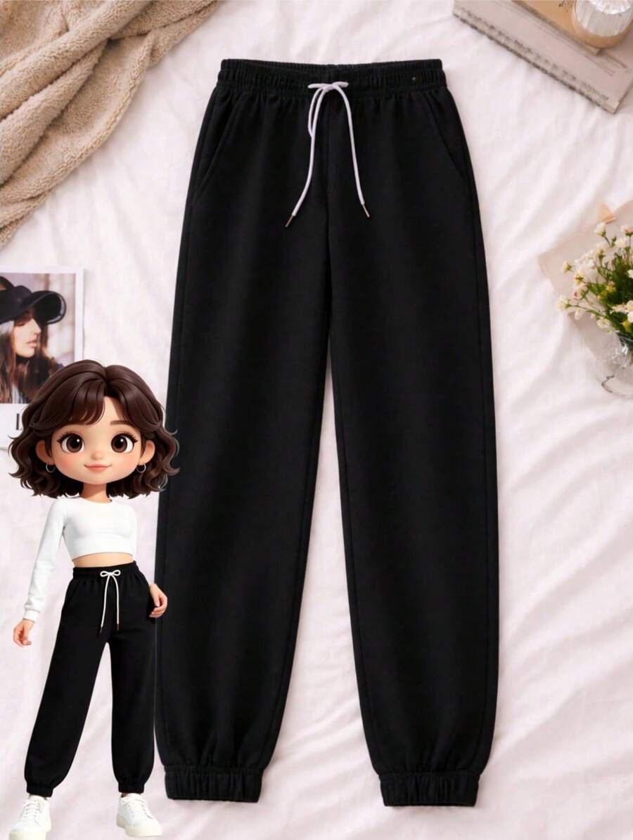 Women Jogger Pants Pantalones Mujer Relax Fit Elastic Cuff Streetwear Trousers - Negro - Ver 1