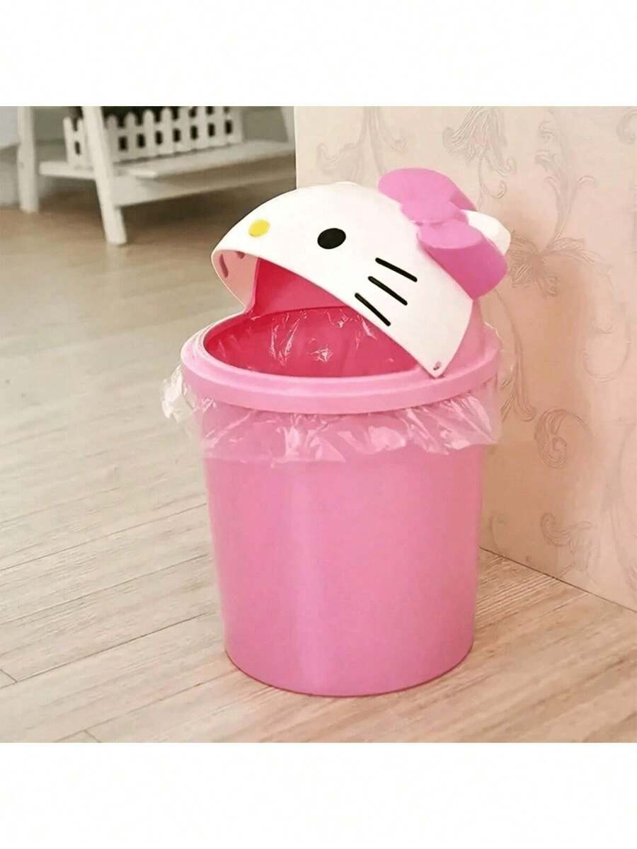 Thùng rác để bàn KT Cat hình hoạt hình sáng tạo, dung tích lớn, có nắp đậy, hoàn hảo cho phòng ngủ, phòng khách, phòng tắm, nhà bếp, văn phòng và sắp xếp đồ đạc. - Nhiều màu - Xem 1
