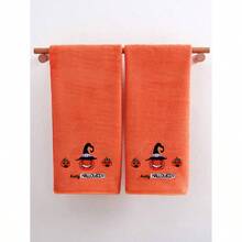 3-Piece Halloween Themed Towel Set - Ultra Soft Coral Fleece, Witch And Pumpkin Design, Including Hand Towel, Face Towel And Bath Towel - Super Absorbent, Versatile For Home Decor, Halloween Decoration - Multicolor - View 6