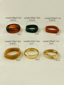 3pcs Set European And American Exaggerated Geometric Bangles, Dark Green And Amber Color Combination, Luxury Minimalist Elegant Open Cuff Bracelets, Versatile Unique Stackable Jewelry For Women - Multicolor - View 9