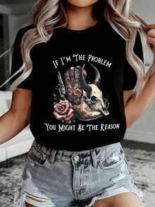 ofertas y liquidacionesWomen's denim T-shirt |   Camiseta de mezclilla con estampado gráfico para mujer |   Diseño de Calavera y Rosa |   Tela 100% Algodón |   Suave y cómodo |   Perfecto para uso casual y regalos |   Camiseta blanca de cuello redondo |   Hecho en México |   Domestic Shippingplayera de hombretops sudaderas para mujer Y2k Camiseta Camisa De - Negro - Ver 2