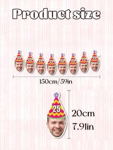 7/14/21pc Custom Photo & Text Birthday Banner, Personalized Age Party Hat Cutout Garland, 18th/21st/25th/30th Milestone Decor, Colorful Pastel Party Keepsake - Multicolor - View 6