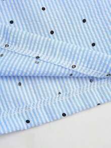 Pantalones anchos de pierna negros con diseño de estampado de leopardo retro elegante, pantalones rectos con cintura elástica con cordón, uso casual, vuelta al colegio - Azul 2 - Ver 4