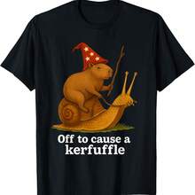 Off To Cause A Kerfuffle Funny Capybara Wizard Riding Snail T-Shirt - Black - View 1