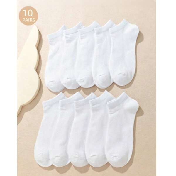 10 đôi tất ngắn màu trơn unisex, thích hợp cho mùa xuân/hè.