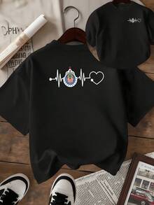 A Heartbeat Symbolizing The Passion And Energy That Drives Women's Dreams In Every Movement. This Women's T-Shirt With A Double Print Reflects Vitality And Self-Love In A Modern And Casual Style. - 黑色 - 查看 1