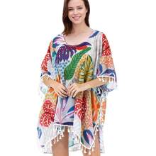 Tropical Plant Print Beach Cover-Up Chiffon Bikini Cover-Up Vacation Beach Sun Protection Clothing - SL21-2 Tropical Leaf - View 4