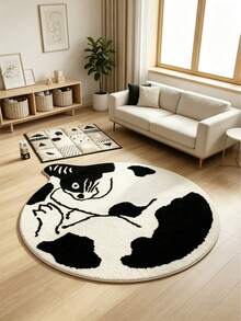 1pc Black & White Milk Cat Rug, Thickened Carpet, Decorative Rug, Bedroom Decor, Small Rug, Carpet, Home Decor, Living Room Carpet, Small Living Room Rug, Bedroom Rug, Living Room Home Decor, Outdoor Rug, Washable Rug, Graduation Gift - Multicolor - View 2