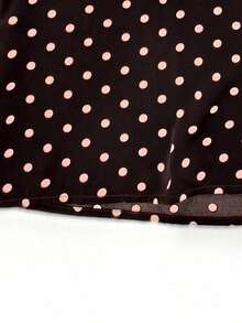 Camisa de mujer con diseño de cuello de corbata de lunares, primavera/verano - Café integral - Ver 3