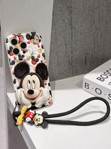 This Disney Mickey Mouse Lanyard Phone Case Is Fully Covered In TPU Material. It's Shockproof, Lightweight, And Compatible With IPhone17/16/11/13/15/15 Plus/15 Pro/15 Pro Max/12/14 Pro Max/11 Pro Max/12 Pro/12 Pro Max/13. This Phone Case Makes A Popular Birthday Gift Or Business Gift; It's Durable, Stain- And Fingerprint Resistant, And Suitable For Both Men And Women. The Set Also Includes A Mickey Mouse Phone Case And A Mickey Mouse Plush Bracelet. It's A Perfect Gift For Friends And Family. This Stylish Phone Case Is Fun, Lightweight, And Durable. IPhone17 Pro Max Phone Case, Minnie Mouse Phone Case. - 白色 - 查看 3
