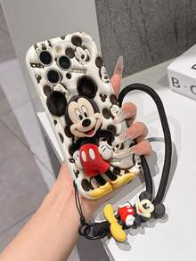 This Disney Mickey Mouse Lanyard Phone Case Is Fully Covered In TPU Material. It's Shockproof, Lightweight, And Compatible With IPhone17/16/11/13/15/15 Plus/15 Pro/15 Pro Max/12/14 Pro Max/11 Pro Max/12 Pro/12 Pro Max/13. This Phone Case Makes A Popular Birthday Gift Or Business Gift; It's Durable, Stain- And Fingerprint Resistant, And Suitable For Both Men And Women. The Set Also Includes A Mickey Mouse Phone Case And A Mickey Mouse Plush Bracelet. It's A Perfect Gift For Friends And Family. This Stylish Phone Case Is Fun, Lightweight, And Durable. IPhone17 Pro Max Phone Case, Minnie Mouse Phone Case. - 白色 - 查看 2