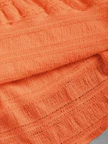 Falda mini casual y de resort Y2K con dobladillo de doble capa y ribete de volantes de unicolor - Naranja - Ver 3