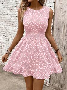 Vestido casual - Vestido casual moderno - Vestido casual de vacaciones - Vestido pastoril para mujer - Vestidos de verano para mujer - Ropa de mujer - Vestidos talla grande vendidos - Atuendos de verano para mujer - Rosa 2 - Ver 7
