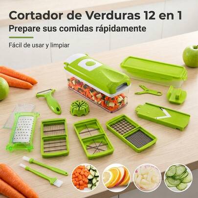 12 Piezas Cortador de verduras y frutas multifuncional rallador pelador picadoriuego de cocina