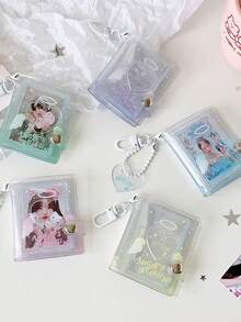 1 pieza Álbum de fotos mini de ángel de corazón de dibujos animados de 2 pulgadas, adecuado para fotos de adolescentes, pegatinas de selfie de cabeza grande, llavero, colgante y almacenamiento de tarjetas - Multicolor - Ver 9