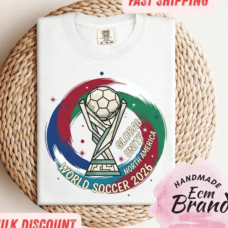 Camiseta de Fútbol Mundial 2026, Camiseta de Fútbol Unidad Global, Camiseta de la Copa Mundial de Norteamérica, Camiseta para Fanáticos del Fútbol, Regalo para Amantes del Fútbol, Camiseta de la Copa Mundial 2026 - Blanco (solo estilos en blanco y negro) - Ver 1