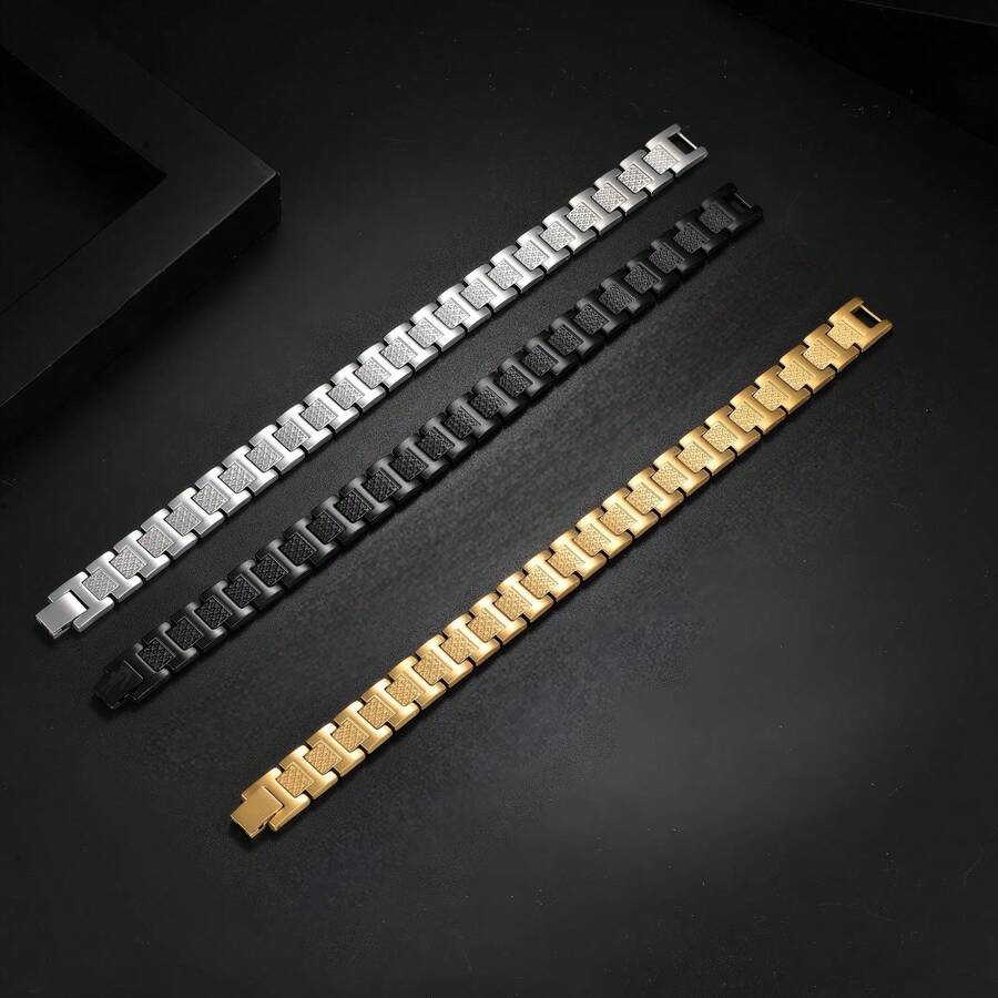 1 chiếc vòng tay Metropole Unisex bằng thép không gỉ 304 màu bạc, món quà trang sức thời trang cho dịp tựu trường, sinh nhật, hoặc đeo hàng ngày. - Nhiều màu - Xem 1