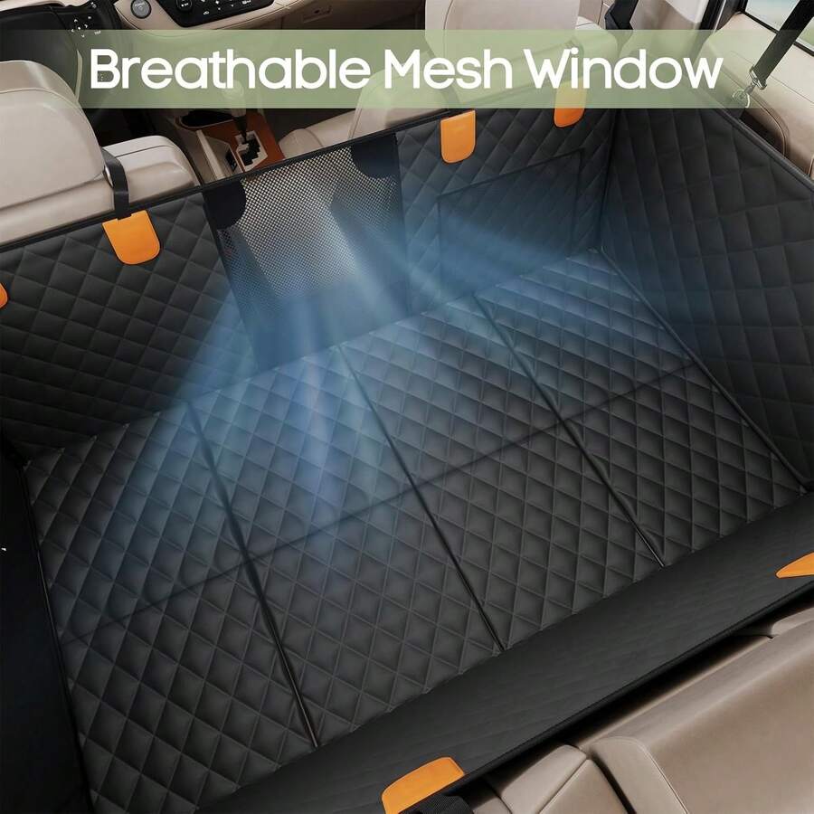 8pcs Car Pet Mat, Rear Seat Dedicated Dog Car Seat Cover, Hard Bottom Rear Seat Extension Pad, 400lbs Load Bearing, With Mesh Window Hammock Style Seat Cover - Multicolor - View 1