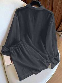 Conjunto informal vintage de 2 piezas, de moda y versátil - Gris Oscuro - Ver 2