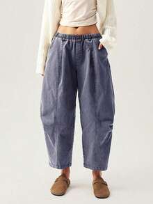 BohoFeels Pantalones casuales holgados de mujer para vacaciones, estilo minimalista - Azul - Ver 9