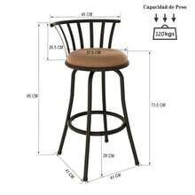 ARREDAMENTI Juego 2 Taburetes Bar Industriales Metal Vintage Asiento Giratorio 360 Grados Altura 95 CM - Negro y Vintage Marrn - Ver 4