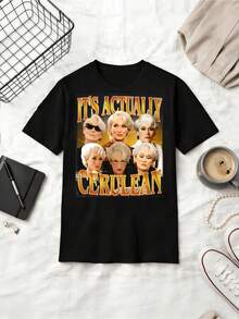 It's Actually Cerulean Meryl Streep As Miranda Priestly Retro 90s Style Vintage Rap Tee Shirt - Black - View 1