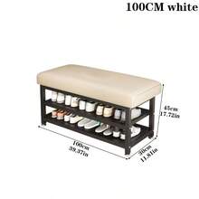 White, Gray Shoe Bench Shoe Bench Shoe Storage Rack Shoe Storage Rack With Cushion Upholstered Seat Unit - Grey (60cm) - View 10