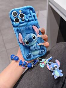 Disney Has Authorized, Phone Case - Chain Set, The Stitch Lilo & Stitch 3D Phone Case Plus A Silicone 3D Stitch Bracelet With Metallic Ring Removable Bracelet, Stitch And Angel Pattern, Compatible With Iphone17/16/15/14/13/12/11/XS/XR/X Plus Pro Max, A Stylish Cartoon Phone Case, The Perfect Gift Choice, Phone Protection, Durable Phone Cover, Great Gift For Friends And Family. - White - View 1