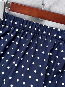Falda de mujer elegante con pliegues y lunares - Azul marino - Ver 3
