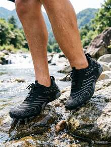 男士夏季水鞋，轻便易穿脱水上运动袜，适合冲浪、游泳、瑜伽、健身训练、户外徒步、攀岩，黑色，尺码 36-46 - 黑色 - 查看 2