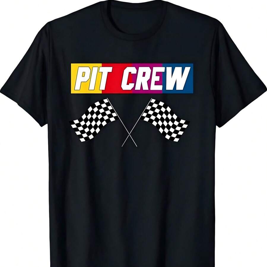 Camiseta de coche de carreras de la tripulación del pozo - Hosting Parties T-Shirt T-Shirt - Negro - Ver 1