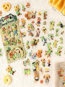 Fluffy Cute Animal Series Plush Cartoon Stickers, DIY Scrapbooking Materials, Water Bottle Decorative Stickers - Multicolor - View 3