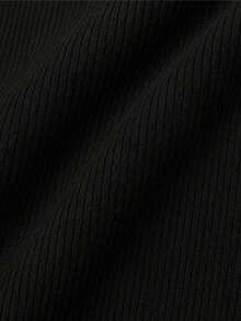 Women's Midi Dress: Vestido de mujer con cuello cuadrado y manga larga - Negro - Ver 4