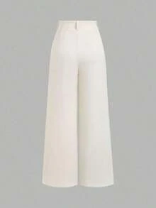 Pantalones anchos plegados con estampado jacquard elegante vintage para mujer, otoño/invierno - Beis - Ver 2