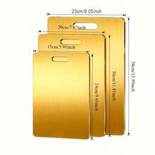Bộ 3 thớt thép mạ vàng titan, hai mặt thép không gỉ, bề mặt nhẵn, thiết kế chống thấm, chống gỉ và bền bỉ, thớt nhà bếp. - Vàng - Xem 9
