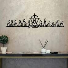 1 pieza Arte de pared metálico de la Última Cena de Jesús - Decoración del hogar cristiana religiosa, diseño minimalista de silueta negra, perfecto para la sala de estar, decoración de pared interior, regalo ideal para cumpleaños, bodas, fiestas y talla grande, decoración de pared inspiradora - A - Ver 5