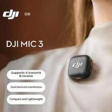DJI Mic 3（发射器）高级迷你无线麦克风，适用于采访、直播、视频录制、Vlog，带降噪领夹式麦克风，可通过蓝牙直接连接智能手机摄像头，官方标准配置（不含Lightning连接器） - 查看 2