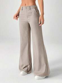 Nuevos pantalones de traje de estilo casual de cintura baja para otoño e invierno - Gris Claro - Ver 3
