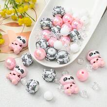 22/24/25pcs Colorful Animal Silicone & Acrylic Beads Set, DIY Jewelry Making Bracelet Necklace Phone Charm & Bag Decor Craft Supplies - Multicolor - View 3
