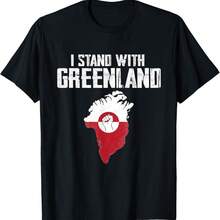 I Stand With Greenland Flag Map Fist Solidarity Protest Meme T-Shirt - 黑色 - 查看 1