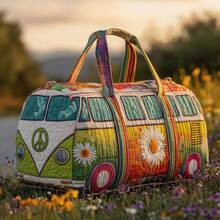 Bolso de Viaje Acolchado de Algodón con Diseño 3D de la Serie Autobús, Bolso de Yoga Estampado a la Moda para Mujer - 9 estilos - Ver 9