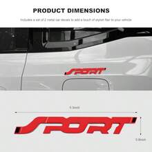 2 PCS Metal Car Sport Sticker 3D Premium Hood Bumper Emblem, Self-Adhesive Side Fender Badge With Sport Logo, Glossy Black Finish, Durable Weatherproof Decor For Most Vehicles - Red - View 2